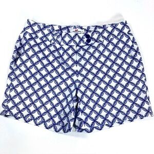 Vineyard Vines Shorts White Blue Geometric Leaf Print Cotton Stretch Size 4